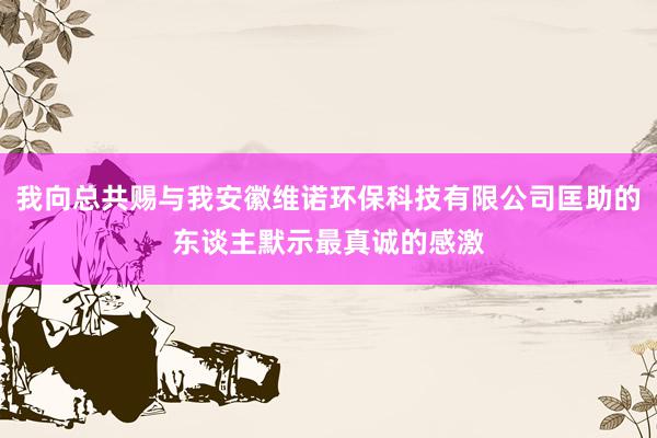 我向总共赐与我安徽维诺环保科技有限公司匡助的东谈主默示最真诚的感激